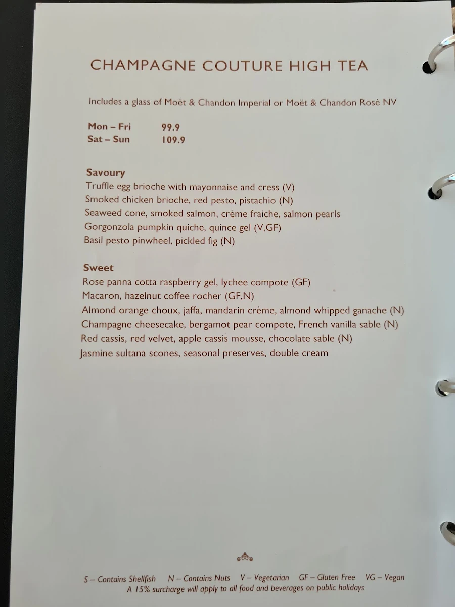 Menu, Il Barocco Restaurant