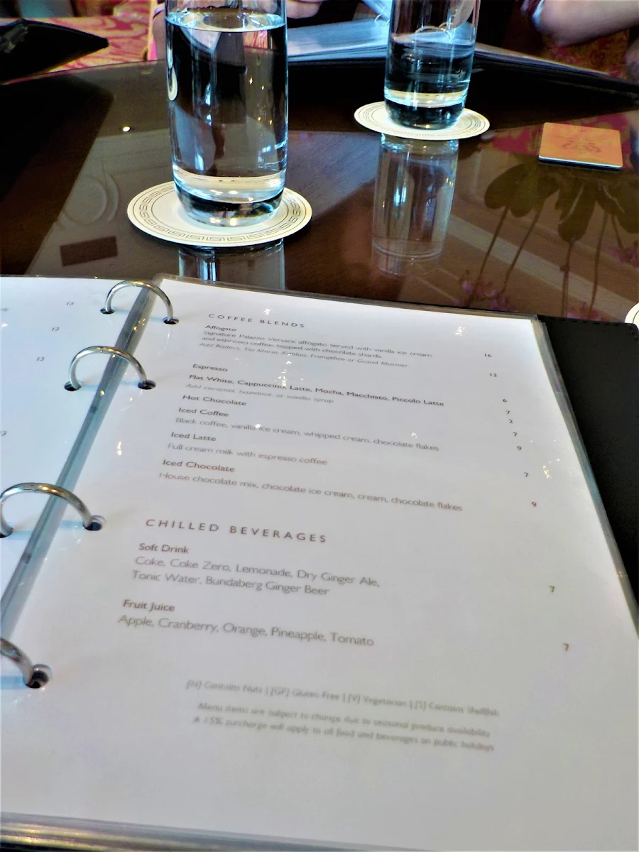 Menu, Il Barocco Restaurant