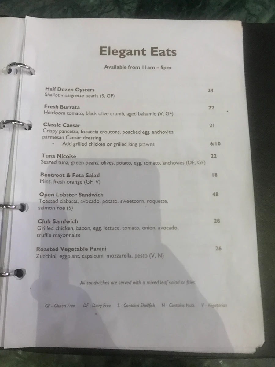 Menu, Il Barocco Restaurant