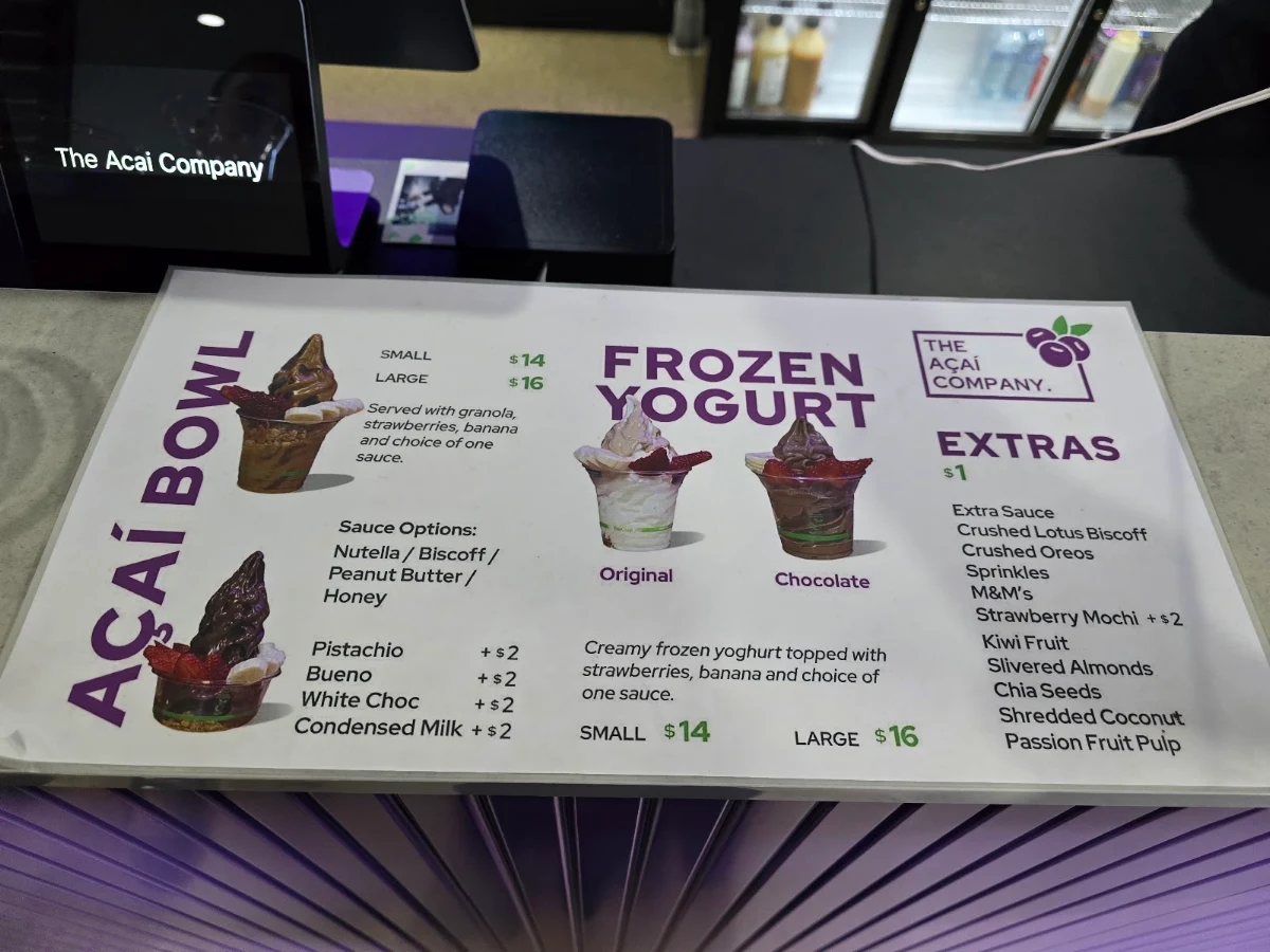 Menu, The Açaì company Pascoe Vale