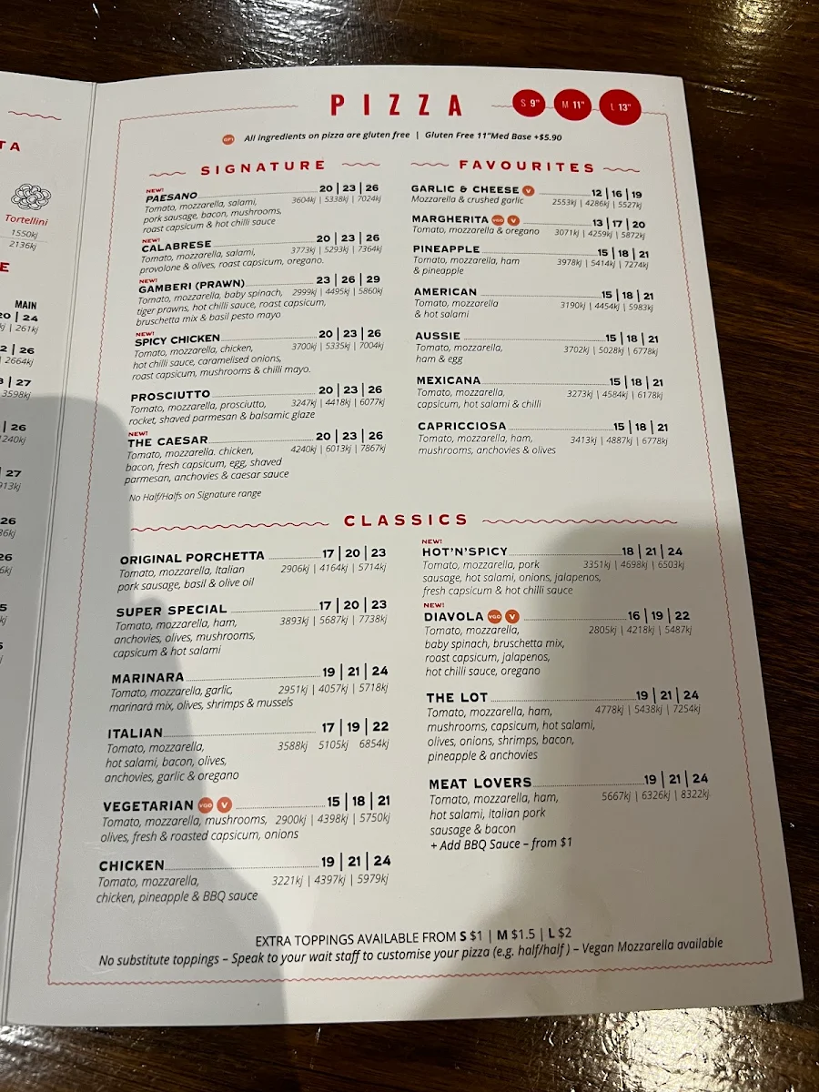 Menu, La Porchetta | Best Italian Restaurant in Colac