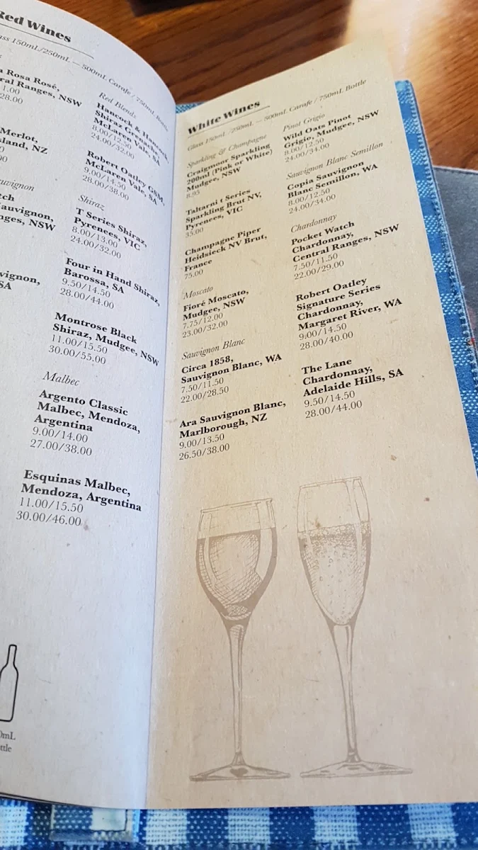Menu, Outback Steakhouse Wollongong