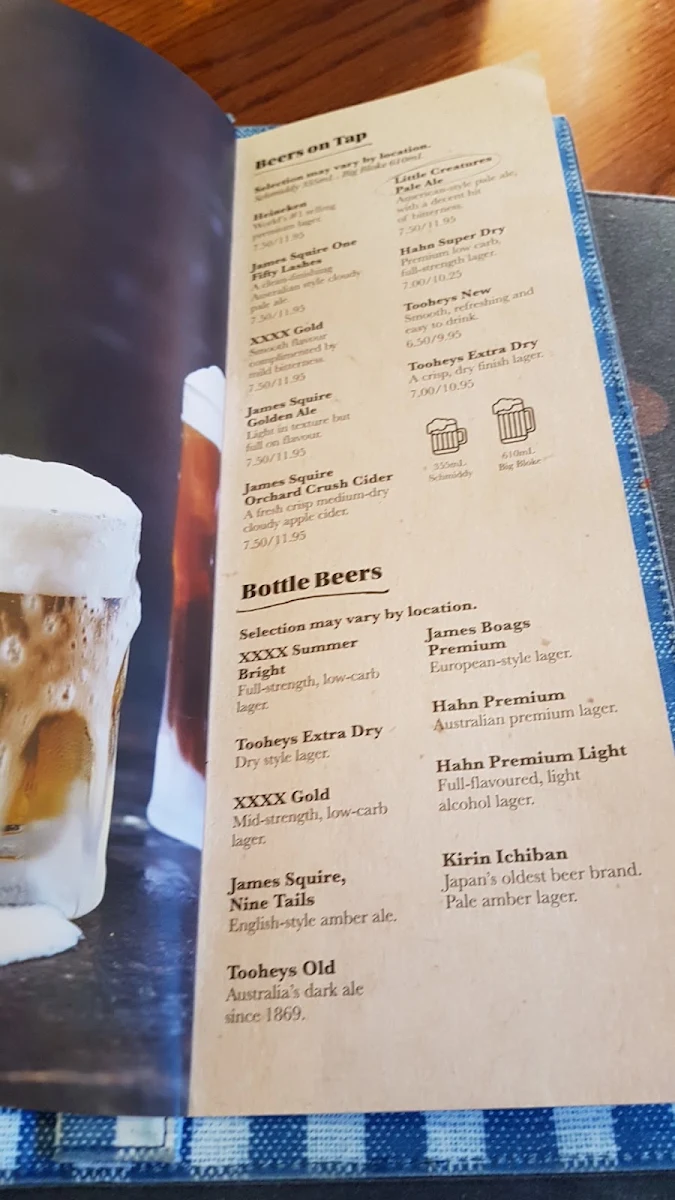 Menu, Outback Steakhouse Wollongong