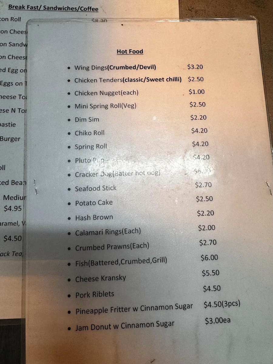 Menu, Lock Deli