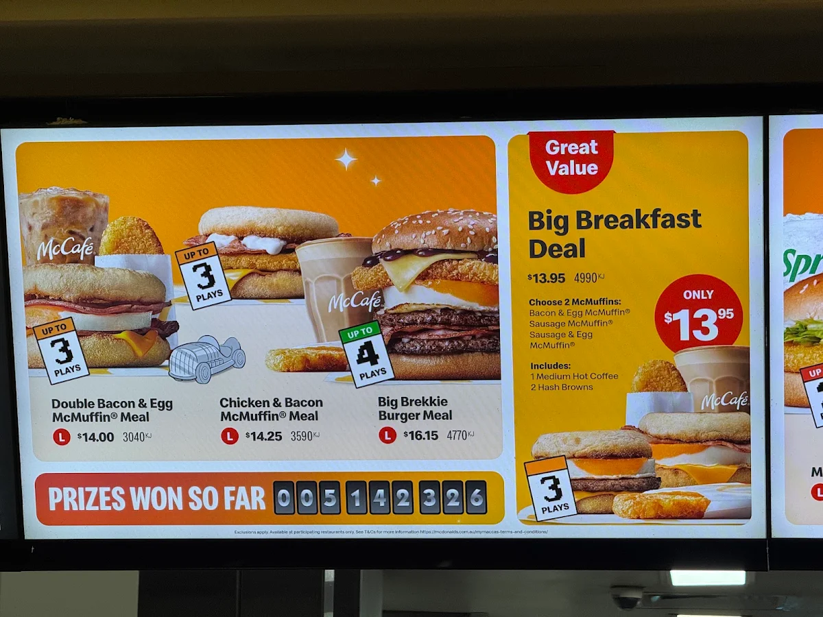 Menu, McDonald's General Holmes Drive