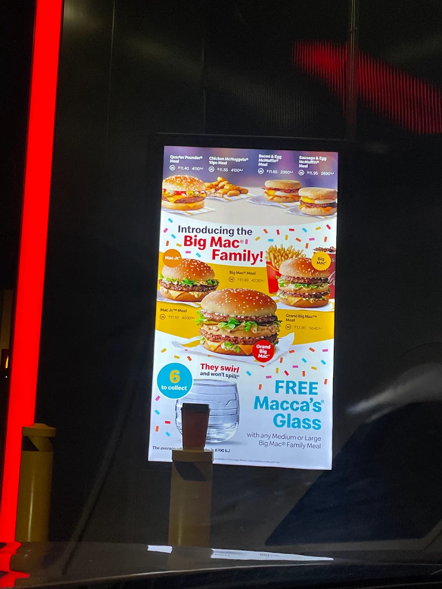 Menu, McDonald's General Holmes Drive