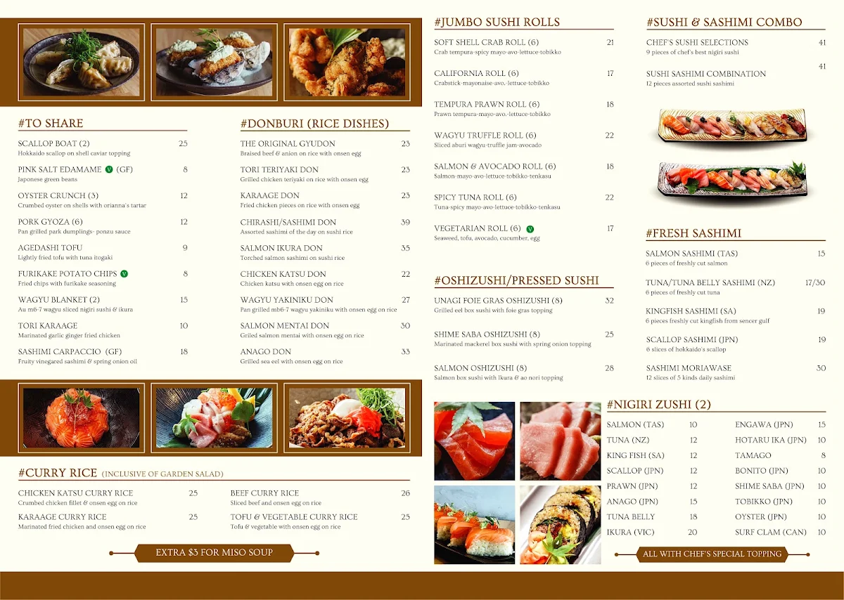 Menu, ORIANNA SUSHI CAFE
