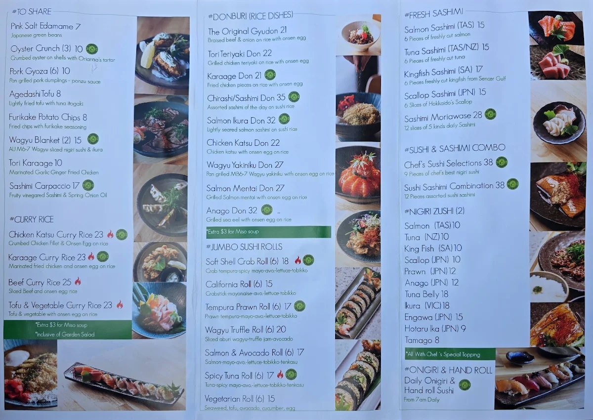 Menu, ORIANNA SUSHI CAFE