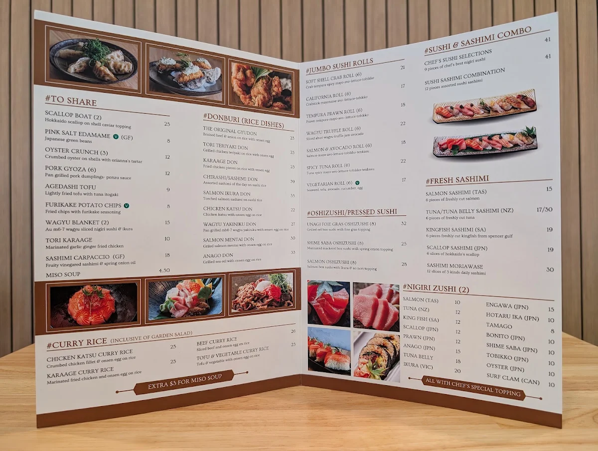 Menu, ORIANNA SUSHI CAFE