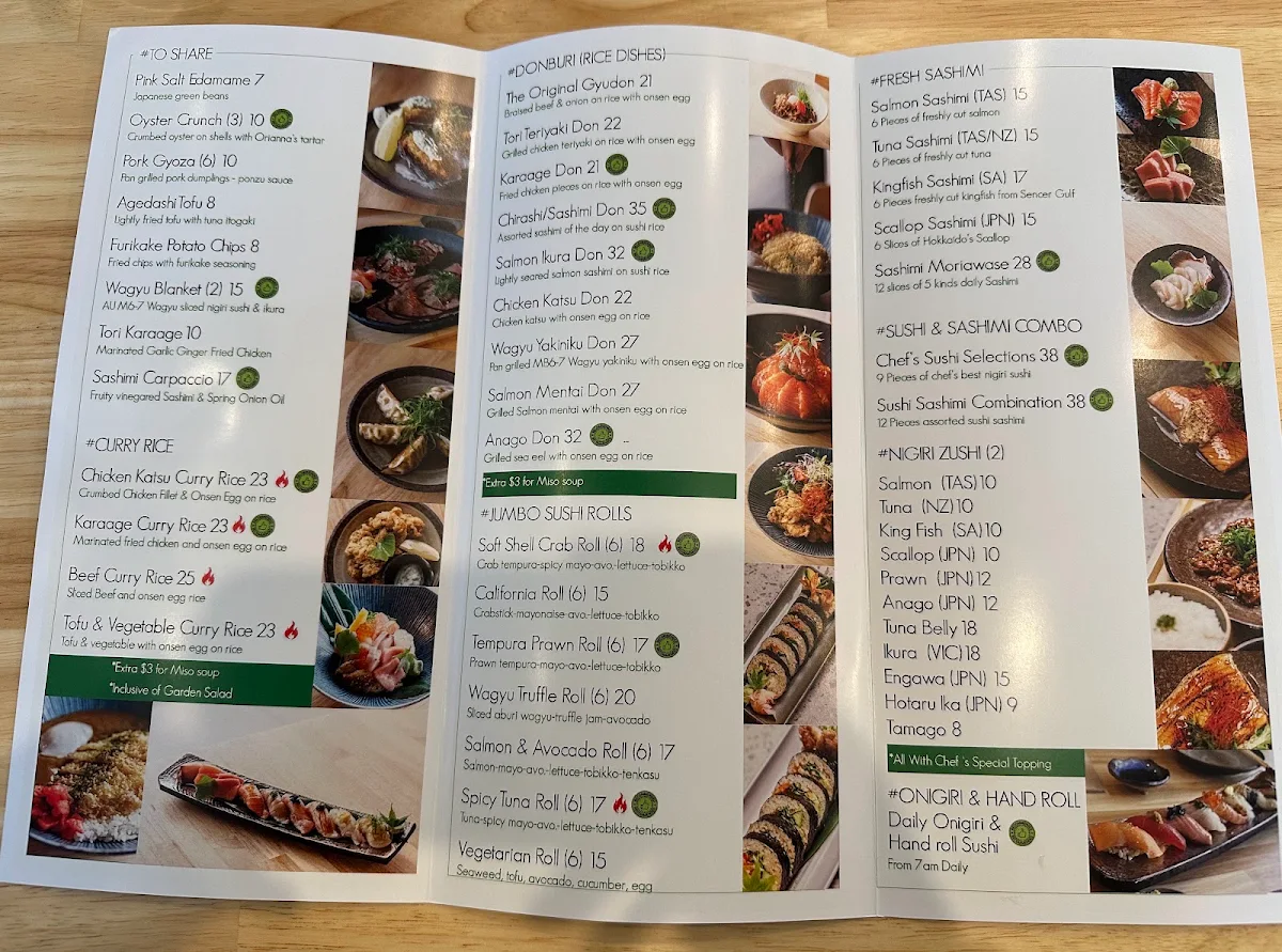 Menu, ORIANNA SUSHI CAFE