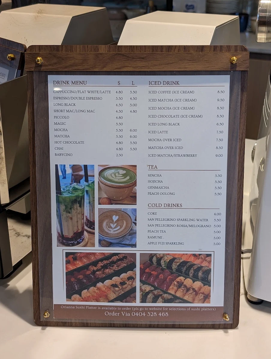 Menu, ORIANNA SUSHI CAFE