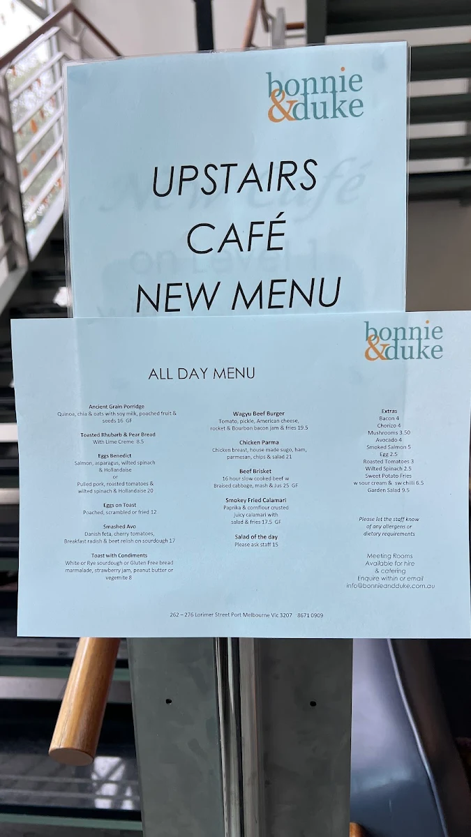 Menu, Bonnie & Duke Cafe and Grocer