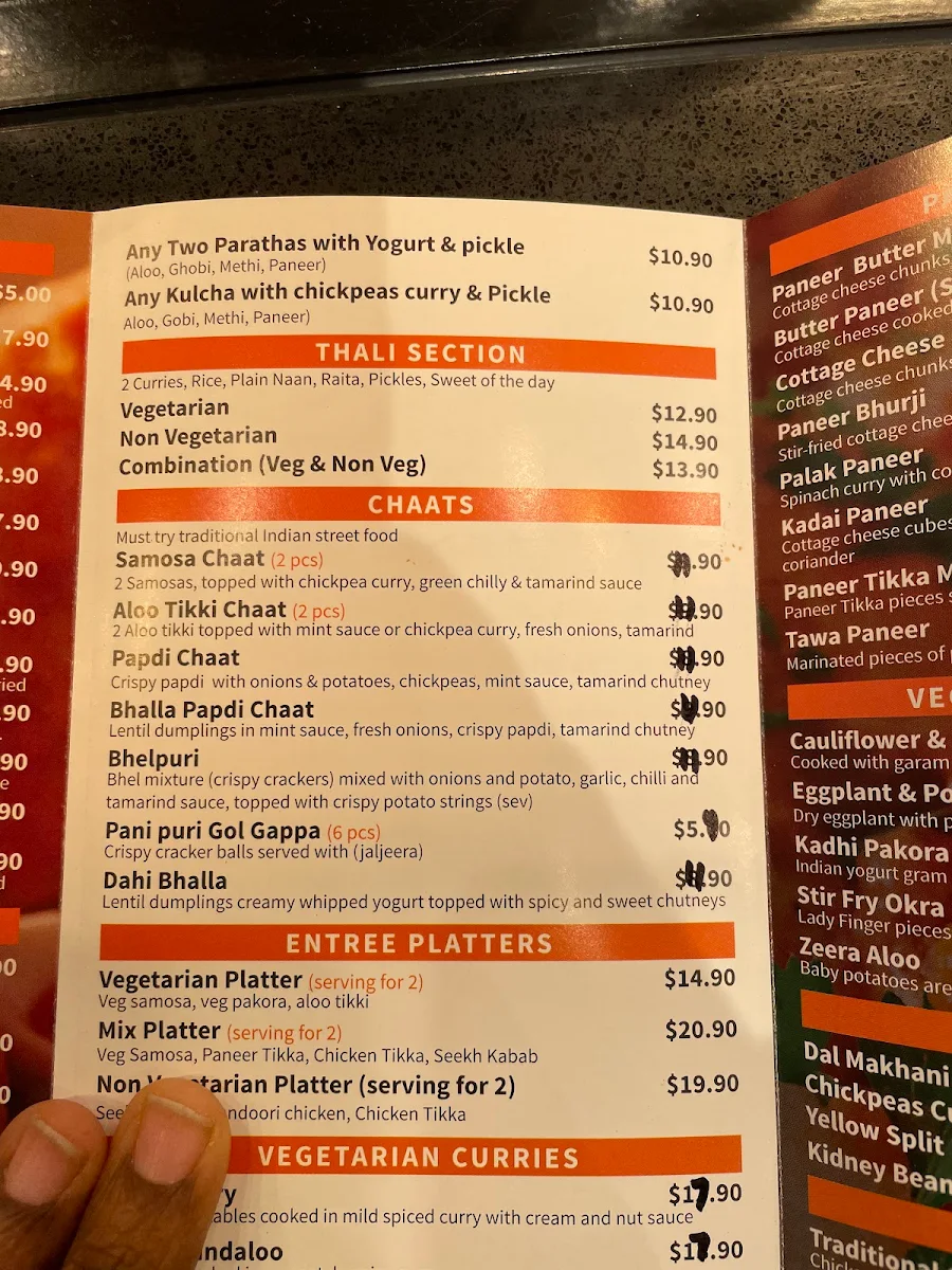 Menu, Sehaj Indian Food and sweets