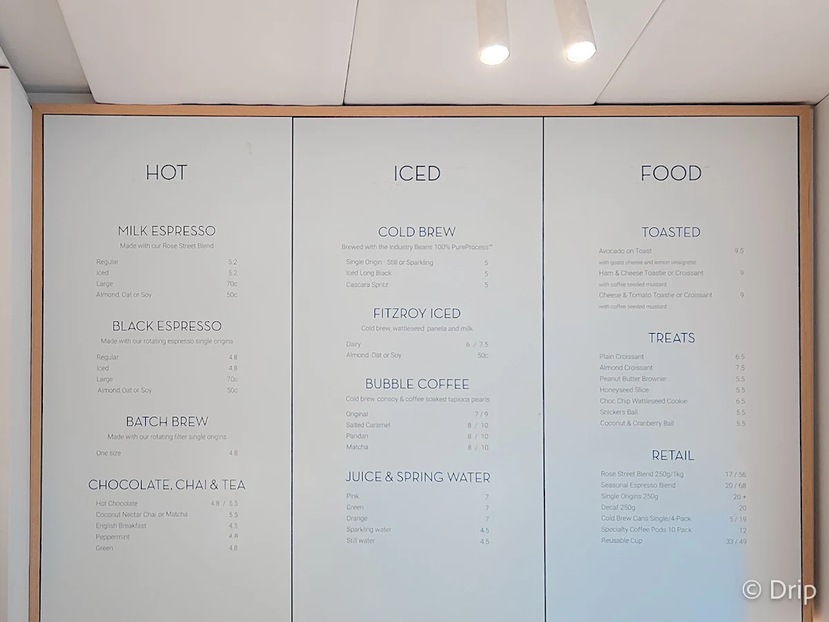Menu, Industry Beans Lt. Collins