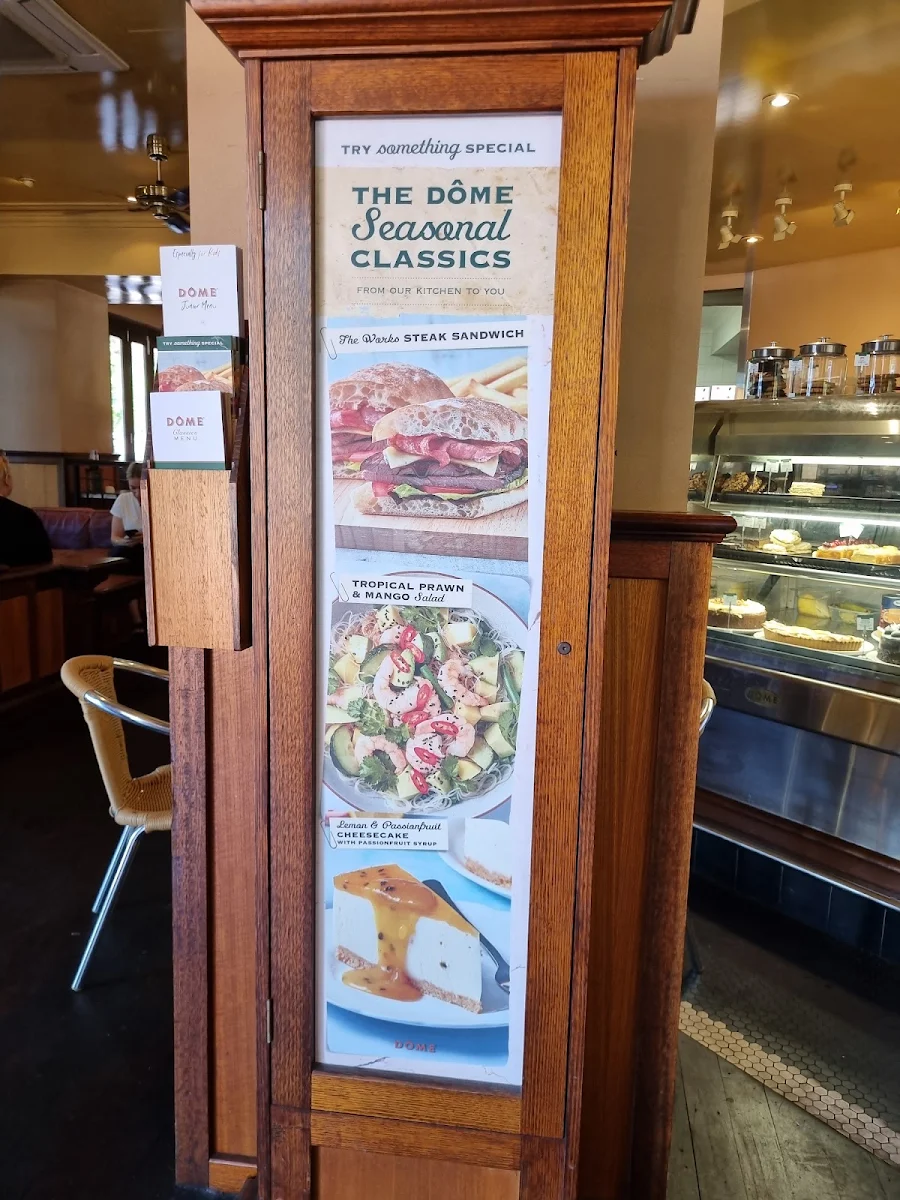 Menu, Dôme Café - Joondalup