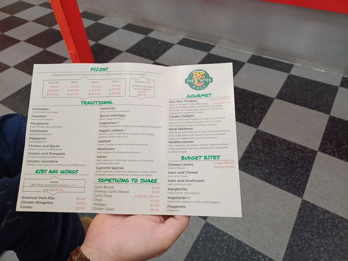 Menu, The Hites Pizza