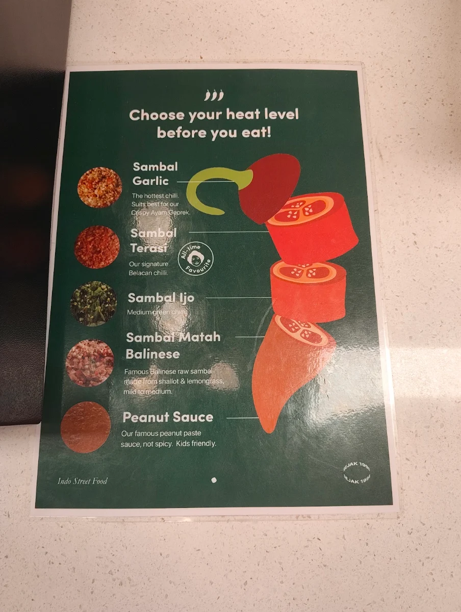 Menu, Ayam Penyet Ria Kardinya