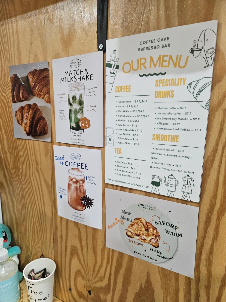 Menu, Coffee Cave Espresso Bar