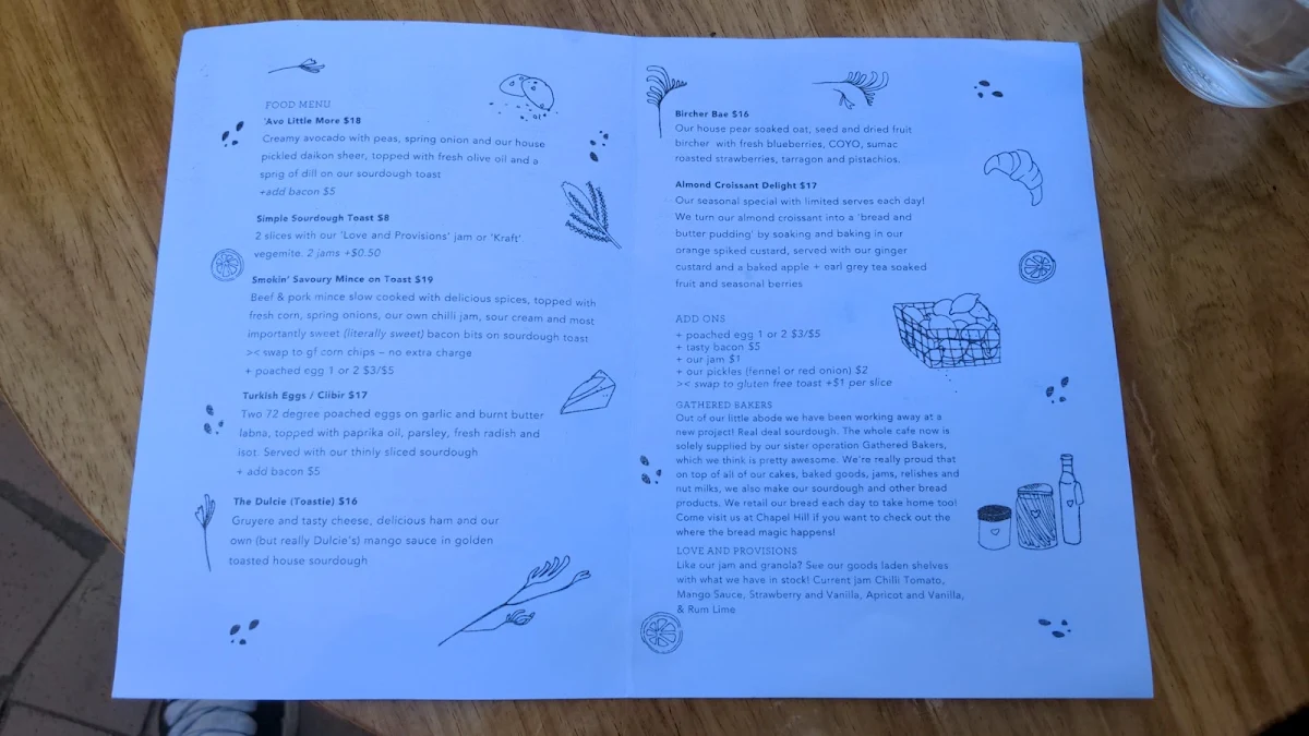 Menu, Abode Cafe