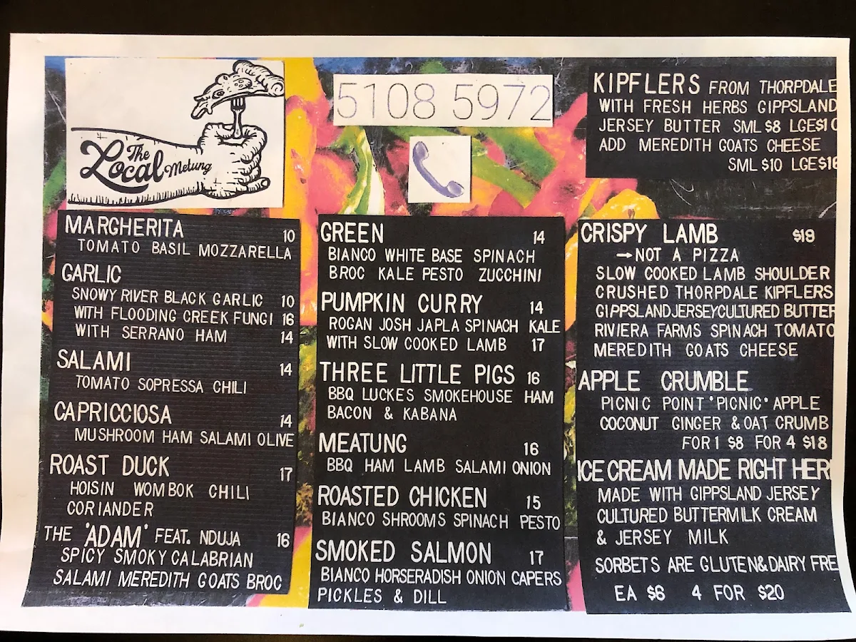 Menu, The Local Metung
