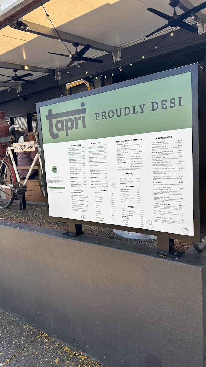 Menu, Tapri Proudly Desi - Paddington