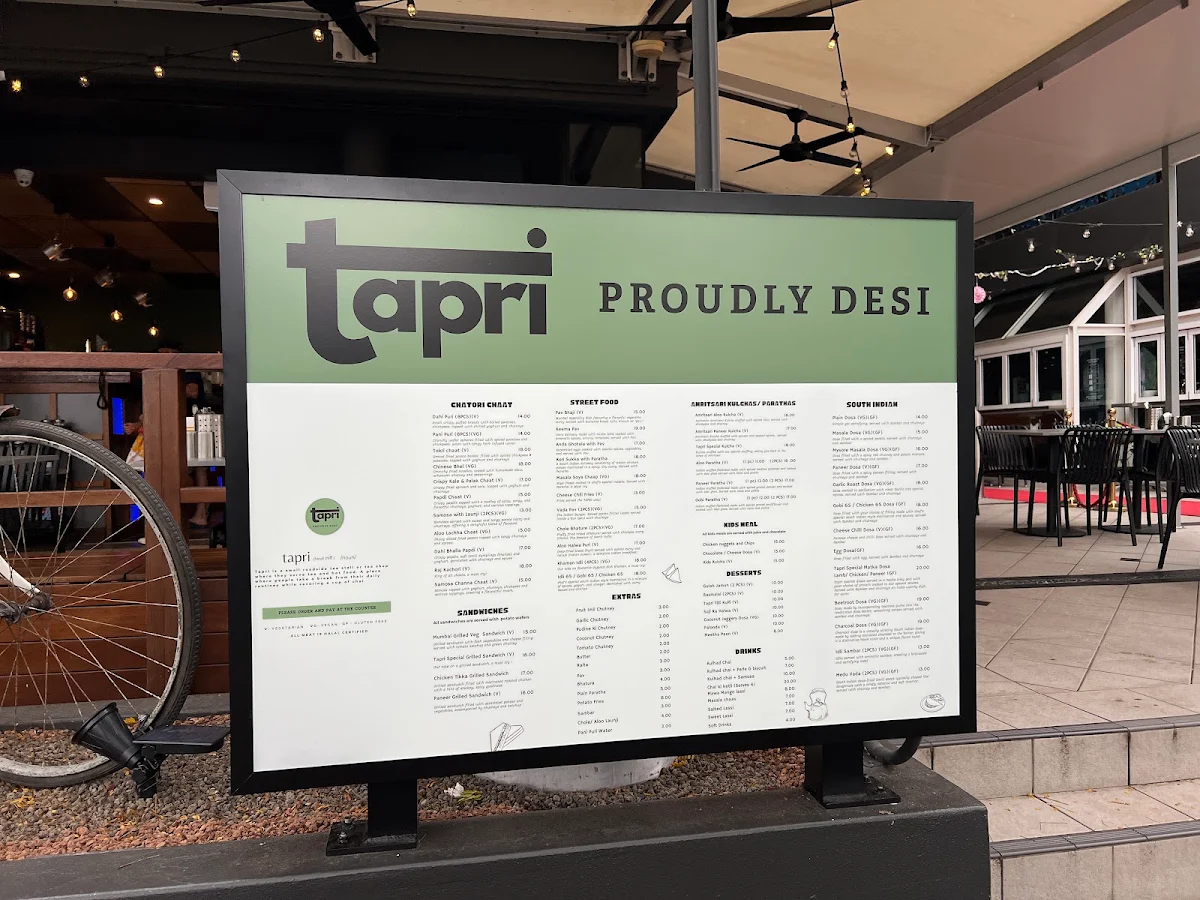 Menu, Tapri Proudly Desi - Paddington