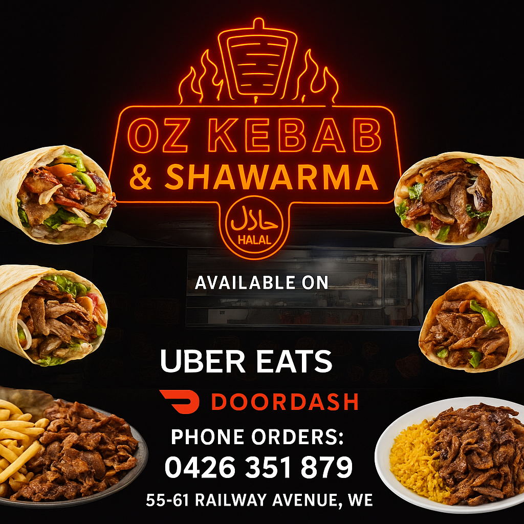 Menu, OZ Kebab and Shawarma