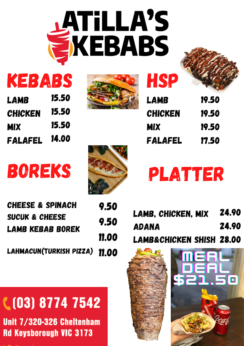 Menu, Atilla's Kebabs