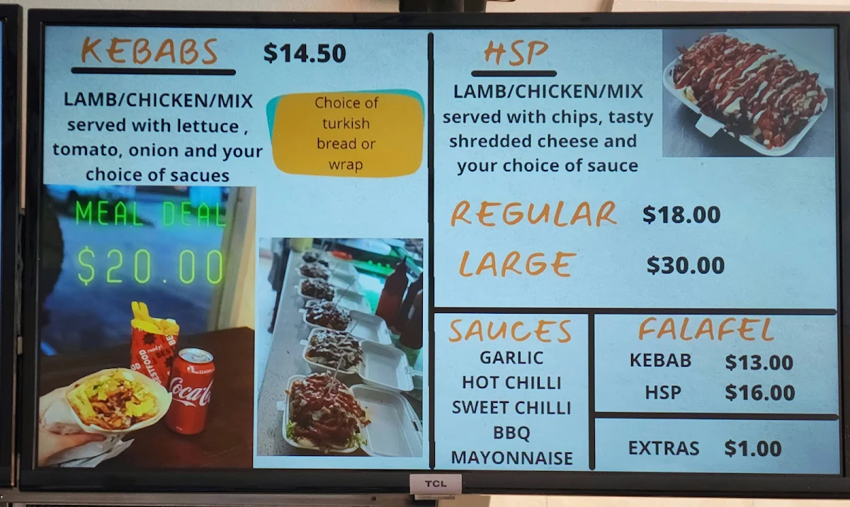 Menu, Atilla's Kebabs
