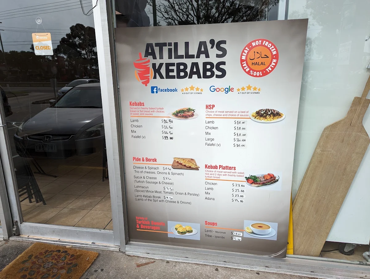 Menu, Atilla's Kebabs