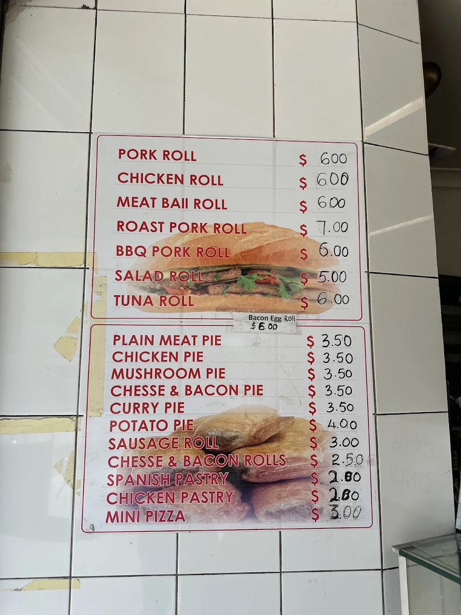 Menu, Quang Thanh Hot Bread Bankstown