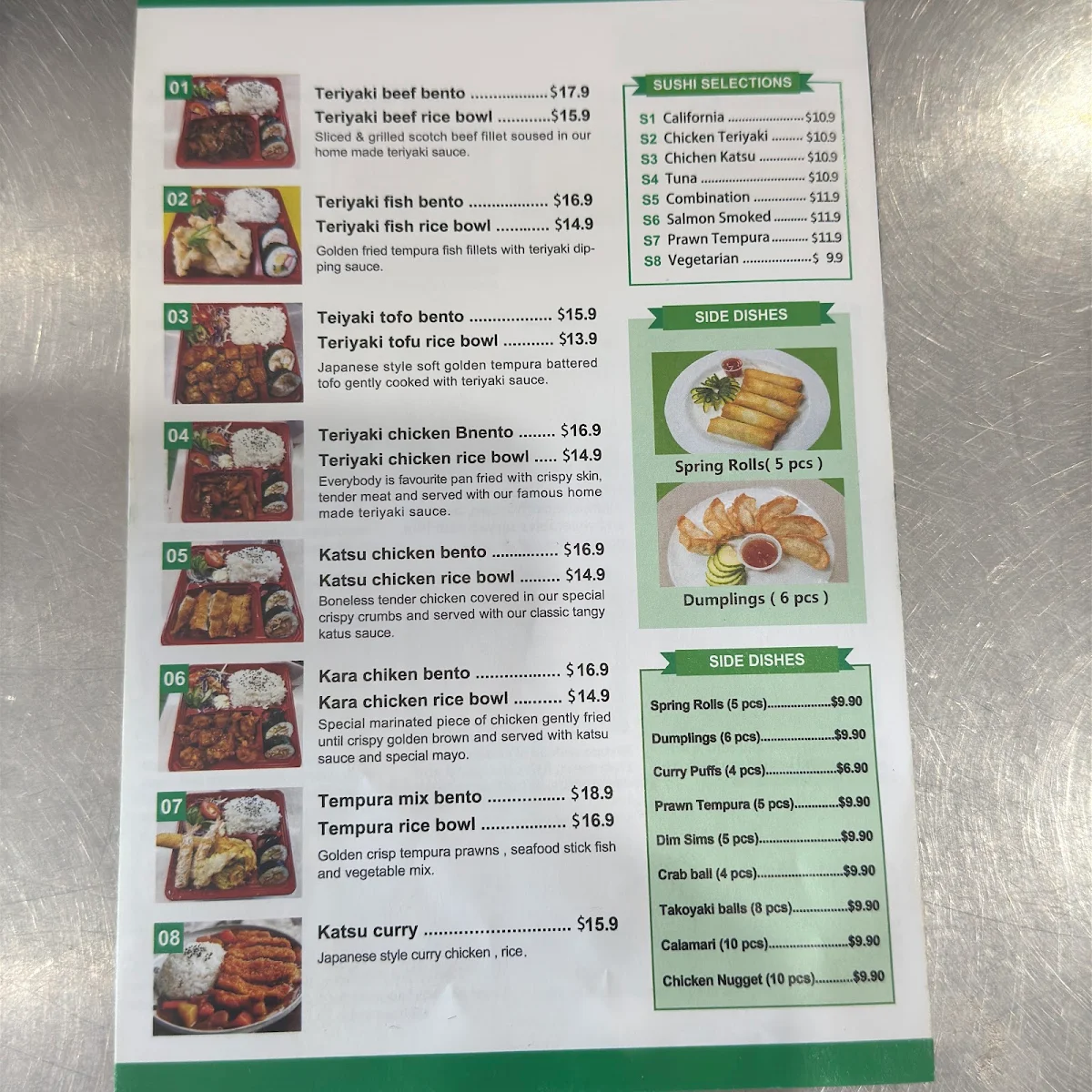 Menu, DancinWok & Sushi Master