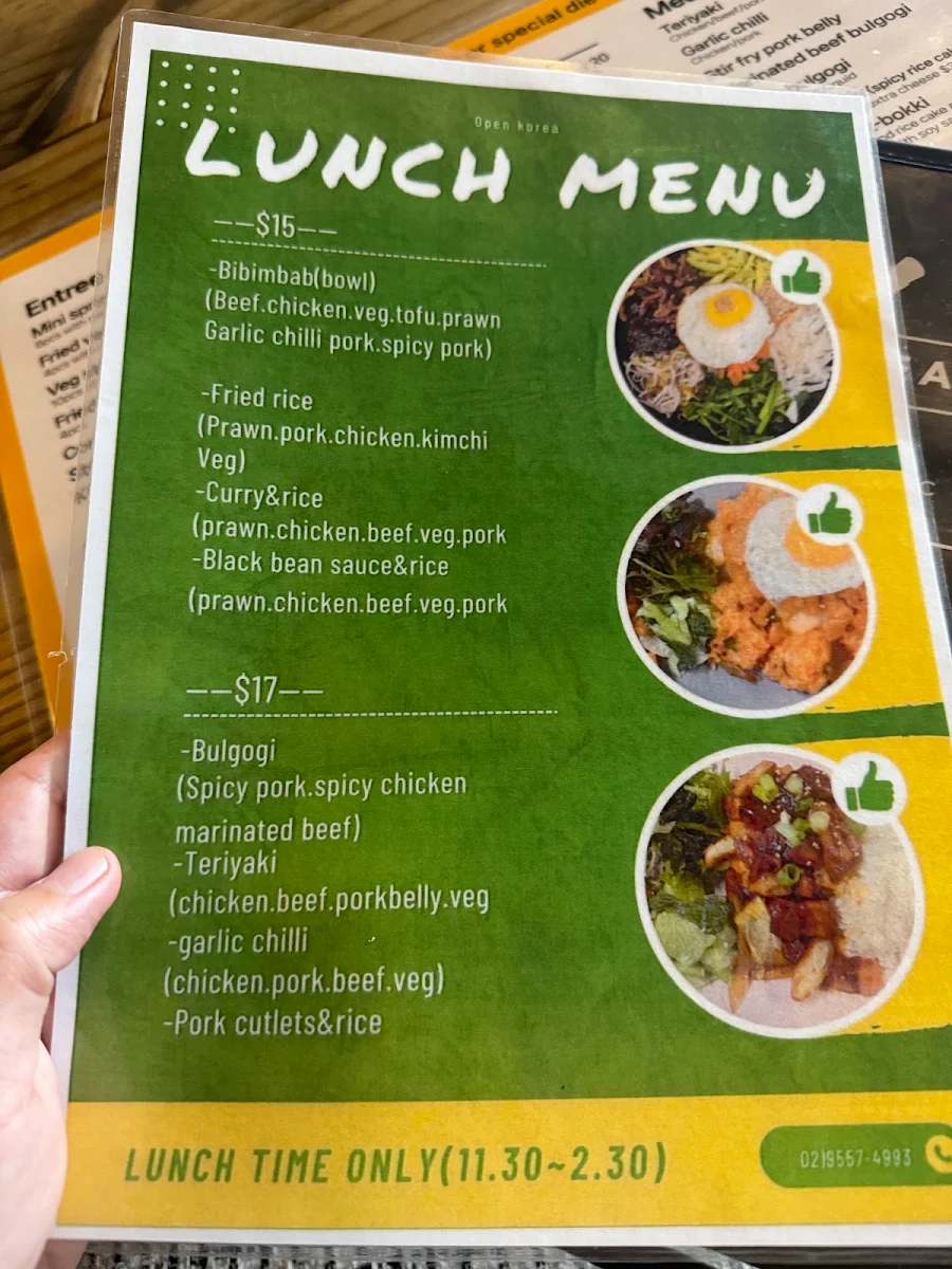Menu, Open Korea