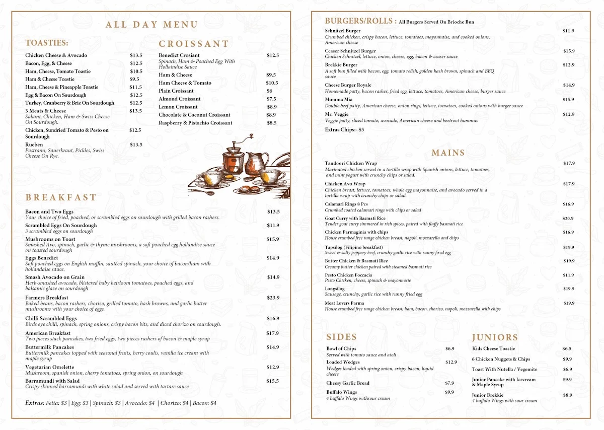 Menu, Coffee Life Trafalgar
