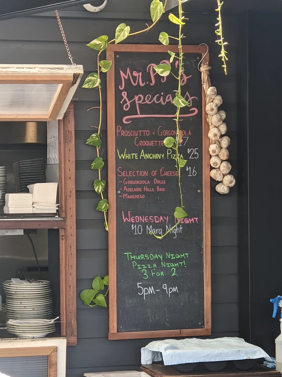 Menu, Mr PP's Rooftop and Laneway