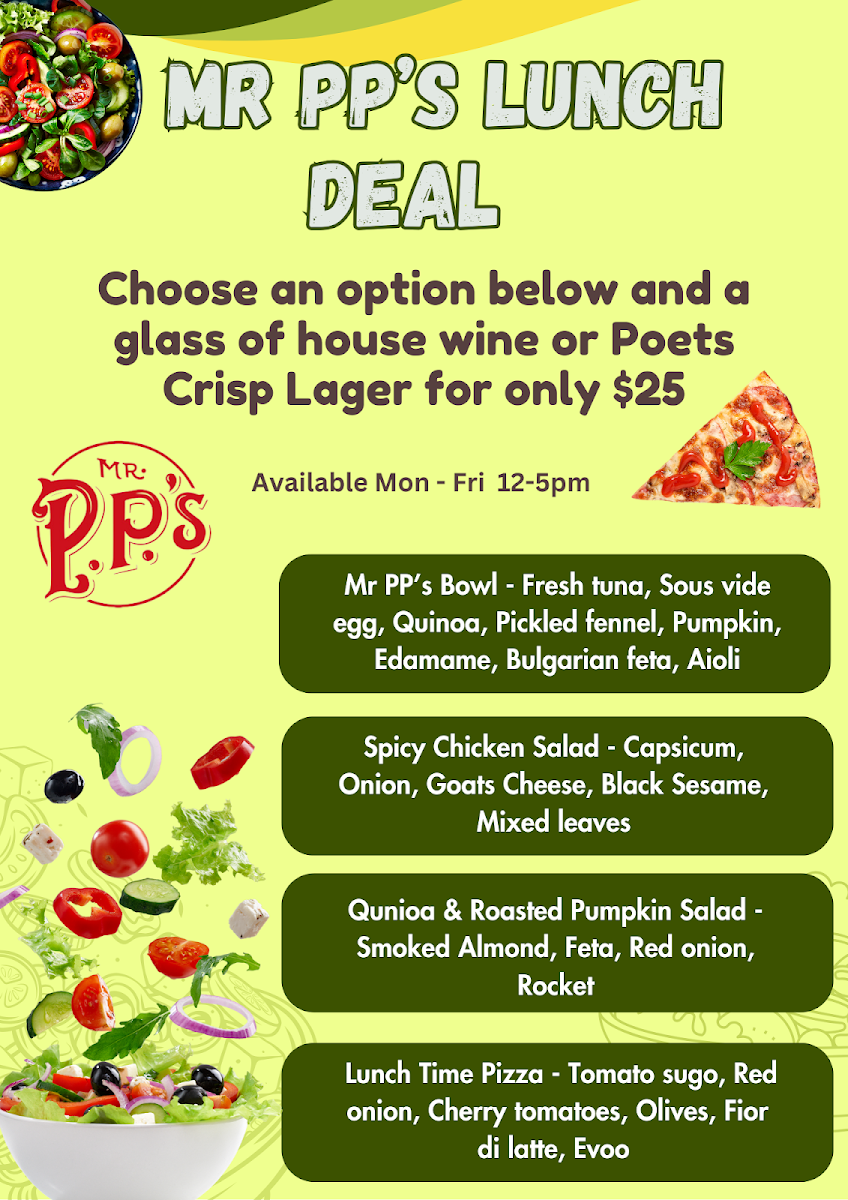 Menu, Mr PP's Rooftop and Laneway