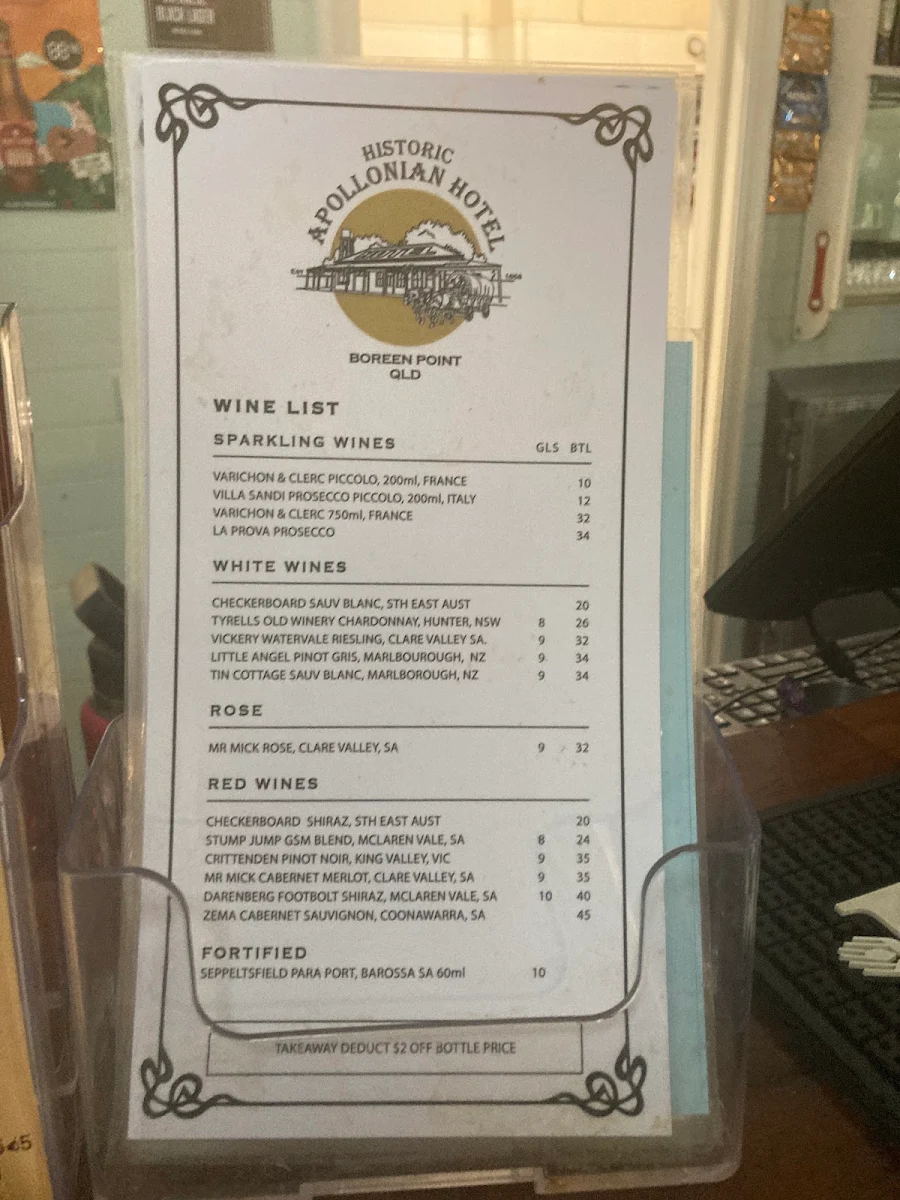 Menu, Apollonian Hotel
