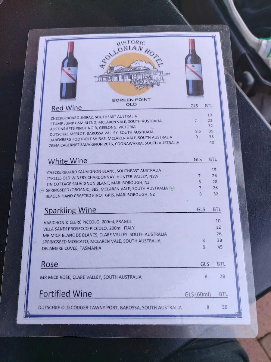 Menu, Apollonian Hotel