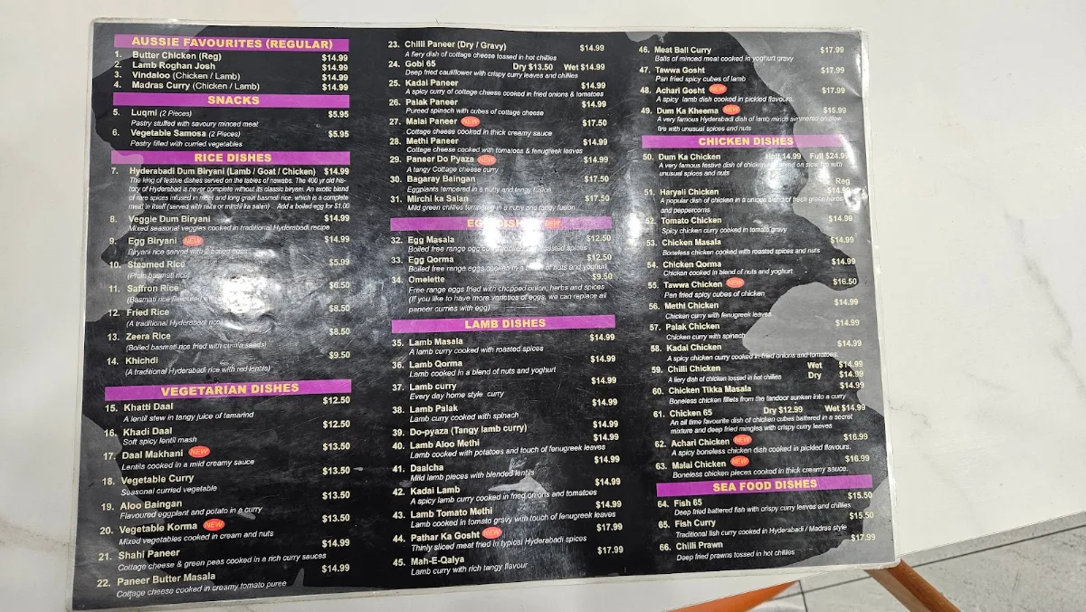 Menu, Biryani House Hoppers Crossing