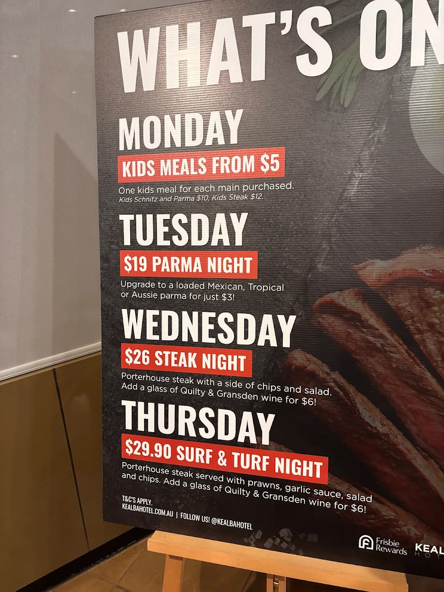 Menu, Kealba Hotel