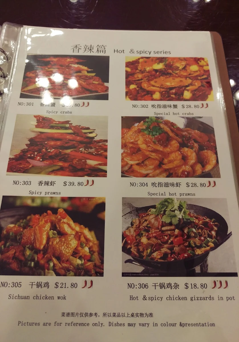 Menu, Haoziwei Sichuan Restaurant