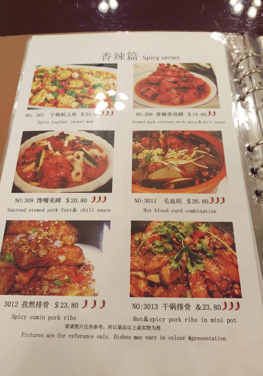 Menu, Haoziwei Sichuan Restaurant