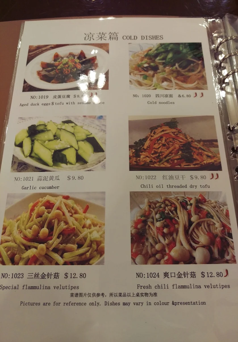 Menu, Haoziwei Sichuan Restaurant