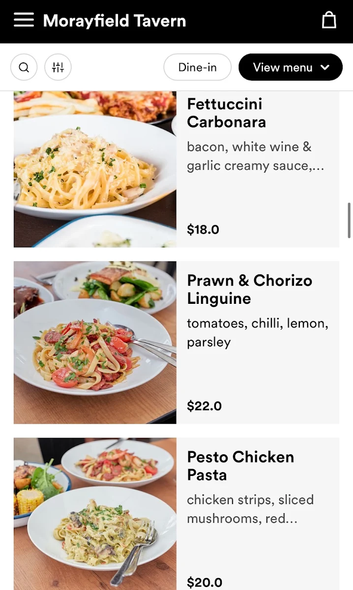 Menu, Morayfield Tavern