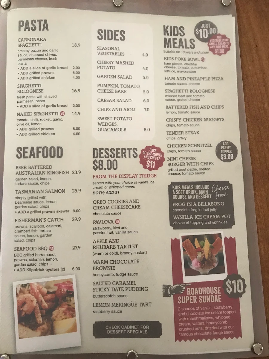 Menu, Morayfield Tavern