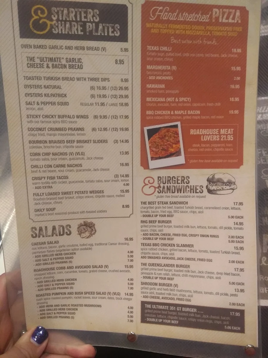 Menu, Morayfield Tavern