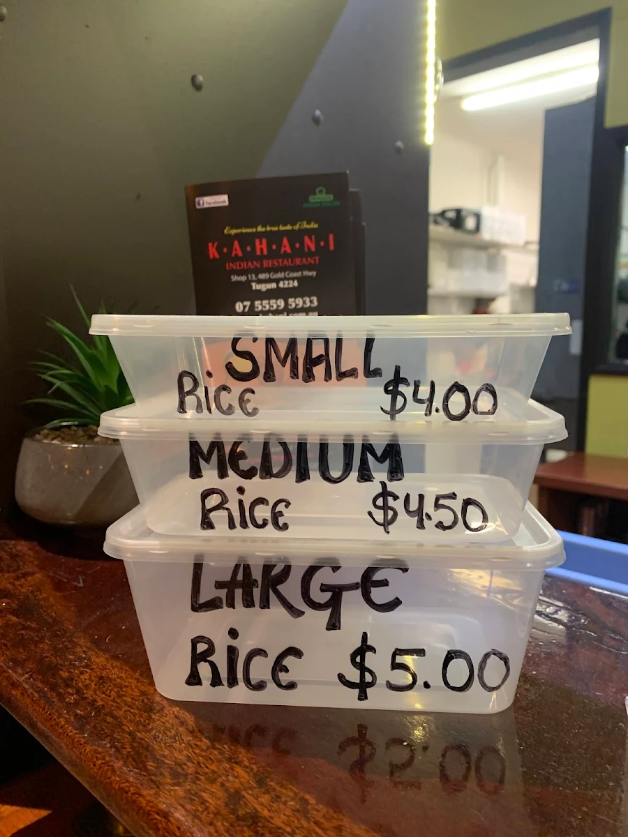 Menu, Kahani Indian Restaurant Tugun