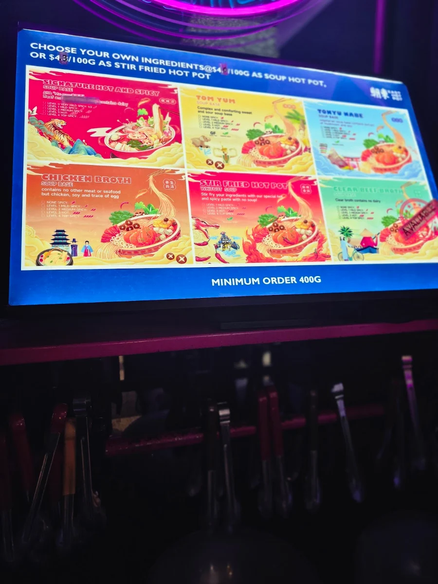 Menu, East Hotpot