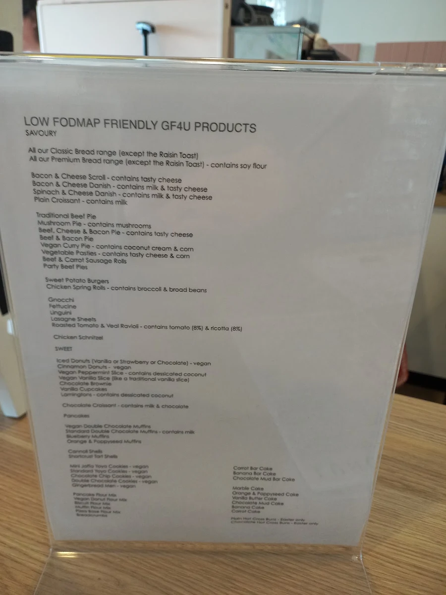Menu, Gluten Free 4 U Adelaide
