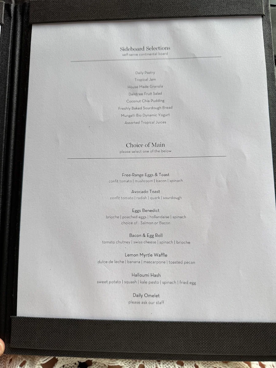 Menu, Treehouse Restaurant
